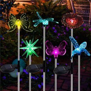 6 Pack Outdoor Solar Figurine Lights, Solar Powered Garden Stake Light